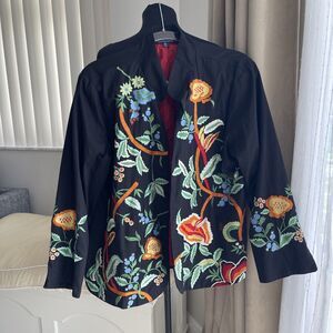travelsmith Vintage Floral Embroidered Cotton jacket XL